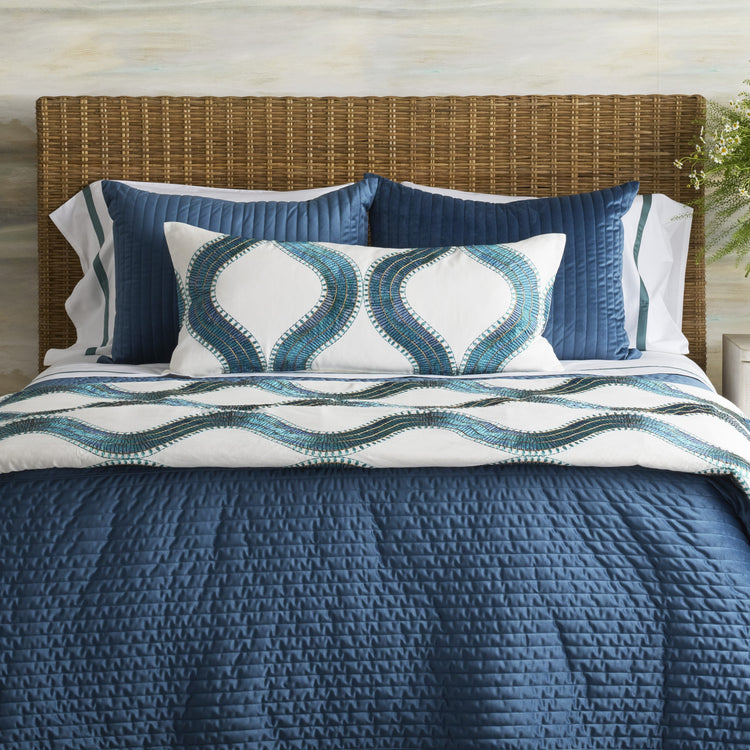 Egyptian Collar + Channel Velvet in Teal Complete Bedding Set