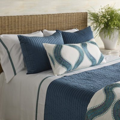 Egyptian Collar + Channel Velvet in Teal Complete Bedding Set