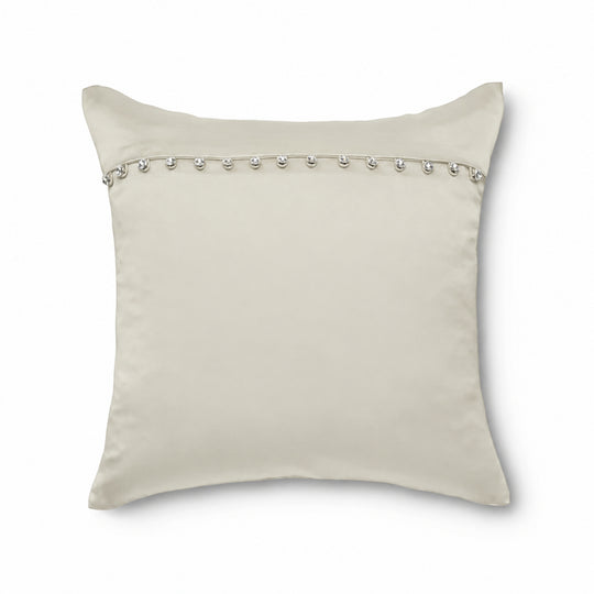 Charmeuse Pillow with Crystal Buttons in ivory - PWCH1616CB-IVO