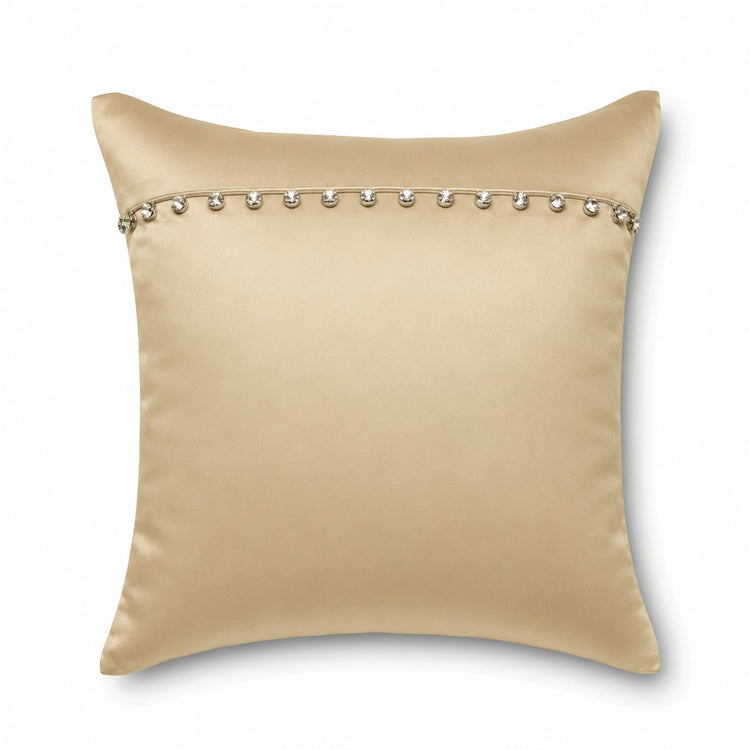 Charmeuse Pillow with Crystal Buttons in Pumice- PWCH1616CB-PUM