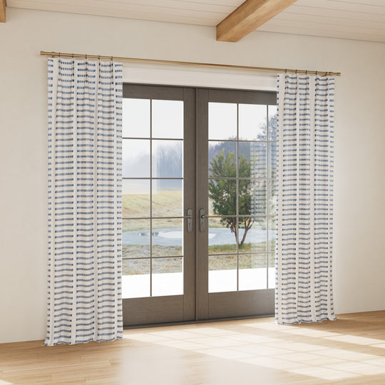 Custom curtain in Latera White/Blue