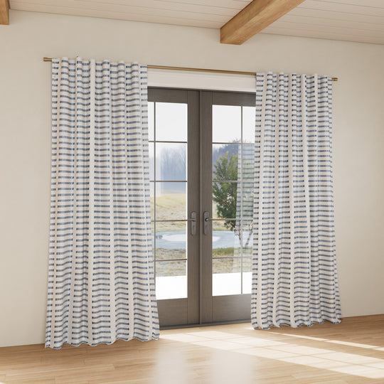 Custom curtain in Latera White/Blue