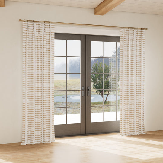 Custom curtain in Latera White/Taupe