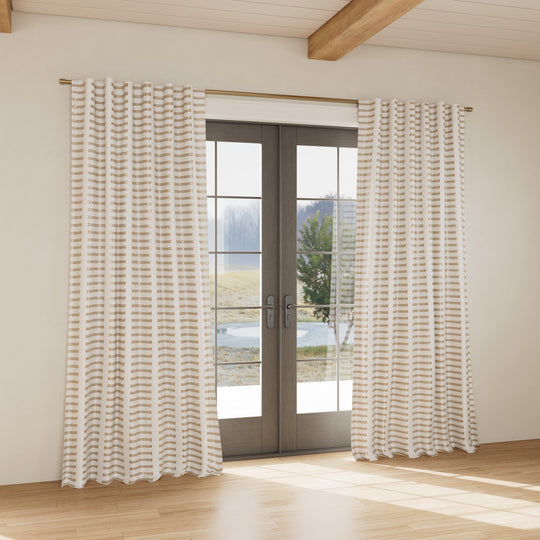 Custom curtain in Latera White/Taupe