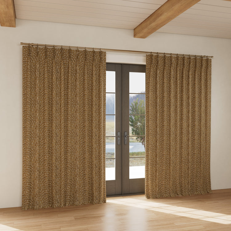 Custom curtain in Ornament Gold/Charcoal