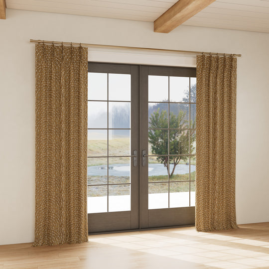 Custom curtain in Ornament Gold/Charcoal