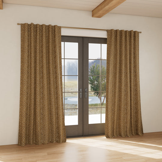 Custom curtain in Ornament Gold/Charcoal