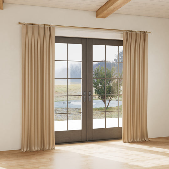 Custom curtain in Stria Bronze