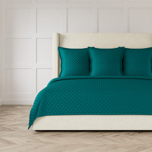 Double Diamond Coverlet Set - Teal