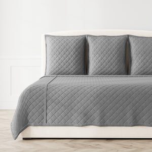 Flannel Coverlet Set - Grey