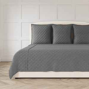 Flannel Coverlet Set - Grey