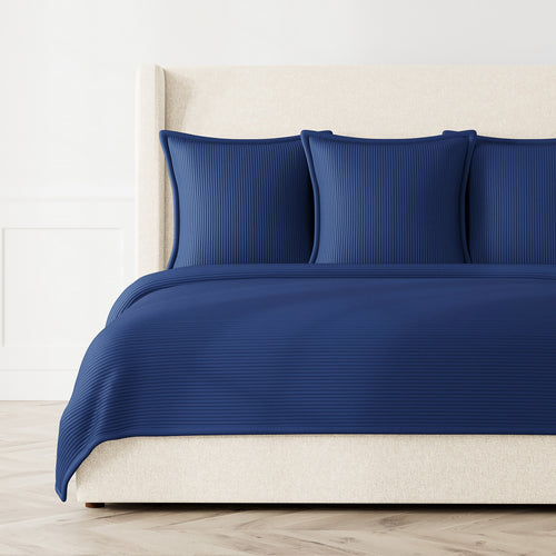 Linea Coverlet Set - Navy