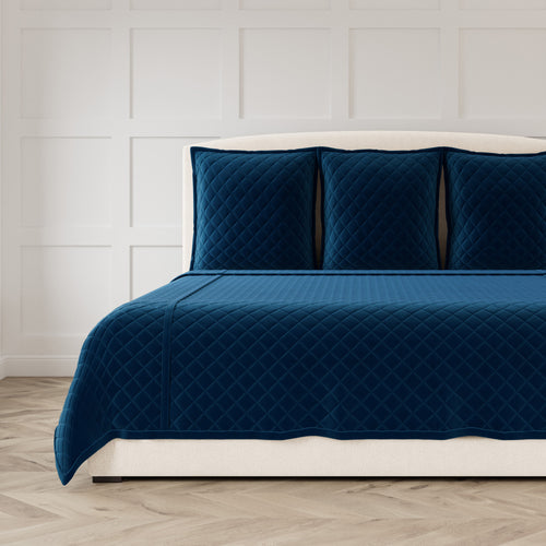 Velvet Coverlet Set - Navy