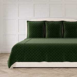 Velvet Coverlet Set - Pine