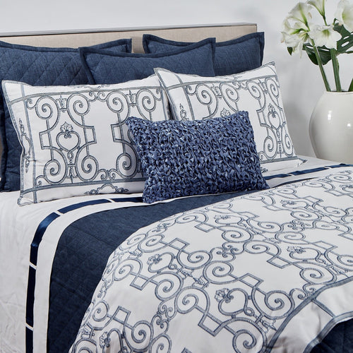 Faux Linen Coverlet Set - Indigo